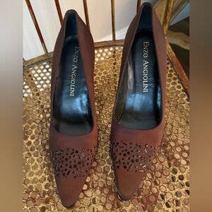Enzo Angiolini Brown Embellished Heels